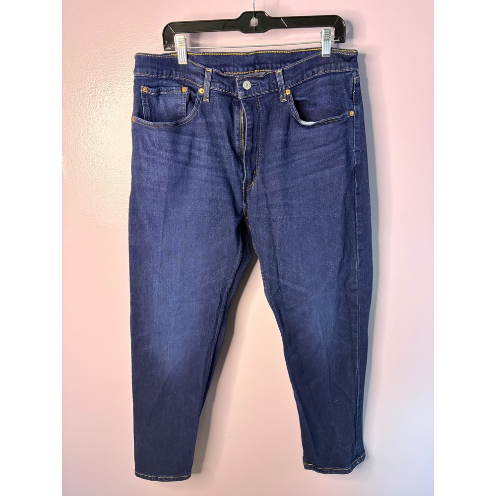 Levis‎ 505 Regular Fit Jeans Mens 36x30 Dark Wash Indigo Straight Leg Denim READ